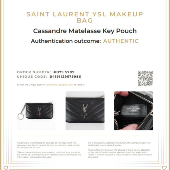 NWT Saint Laurent Cassandre Matelasse Key Pouch in Quilted Black Leather/Silver - Picture 14 of 14